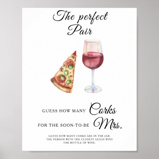 Poster Aquarelle Vin douche nuptiale Combien de lièges (Devant)