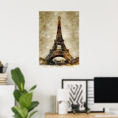 Poster Aquarelle vintage Art de la Tour Eiffel (Bureau à domicile)