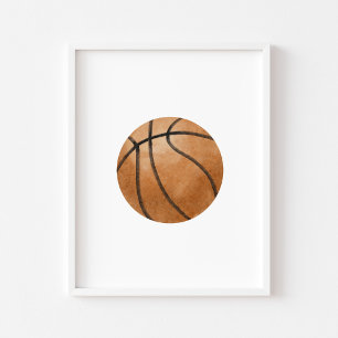 Poster Aquarelle vintage balle de basket