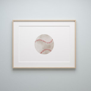 Poster Aquarelle vintage ballon de baseball
