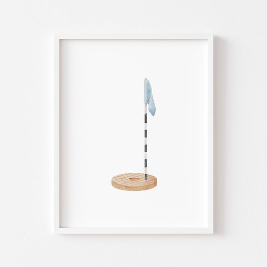 Poster Aquarelle vintage bleu trou de golf