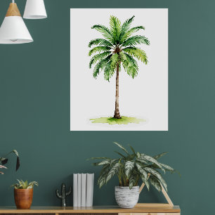 Poster Aquarelle vintage Palm Tree Tropical Elégant