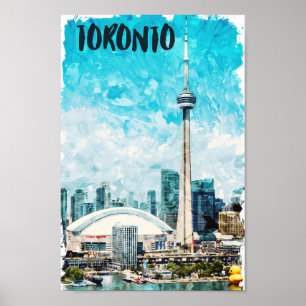 Poster Aquarelle Vintage voyage de Toronto Canada