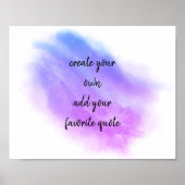 Poster aquarelle violet bleu ajouter un guillemet (Devant)