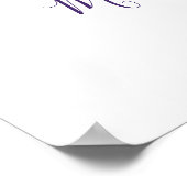 Poster Aquarelle violet et argent Mariage Floral Bienvenu (Coin)