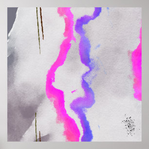 Poster Aquarelle violet et rose Abstrait