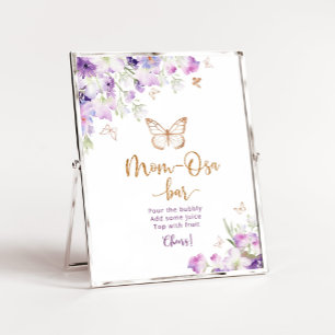Poster Aquarelle violet feuille d'or papillon maman-osa b