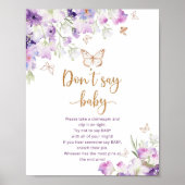 Poster Aquarelle violet or Ne pas dire jeu de bébé (Devant)