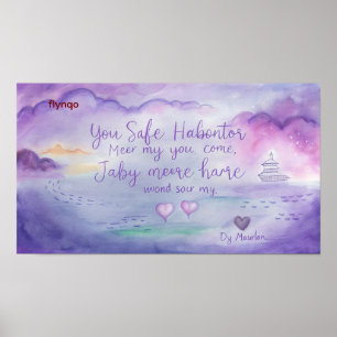 Poster Aquarelle violette Aimer Citation Imprimer avec Mu