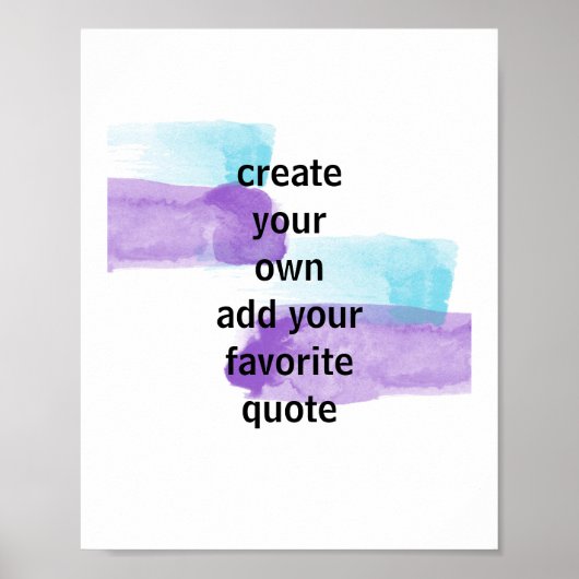 Poster aquarelle violette et turquoise ajouter un devis (Devant)