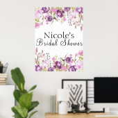 Poster Aquarelle violette Lavender Lilac Accueil Floral (Bureau à domicile)