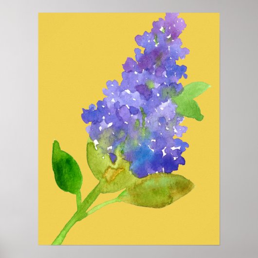 Poster Aquarelle violette Lilac Fleur jaune (Devant)