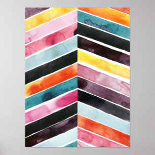 Poster Aquarelle vive Chevron I