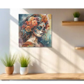 Poster Aquarelle vive Dia de los Muertos Catrina