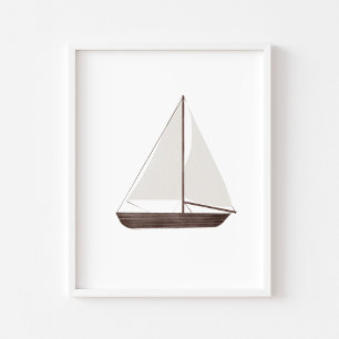 Poster Aquarelle voilier vintage