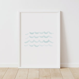 Poster Aquarelle Waves Beach Nursert Decor