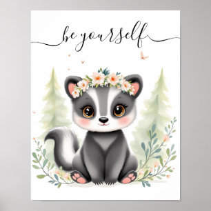 Poster Aquarelle Whimsical Baby Skunk Woodland Nursery