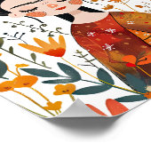 Poster Aquarelle Whimsical Frida Kahlo avec Fleurs (Coin)