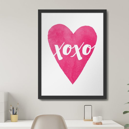 Poster Aquarelle XOXO Valentine Art Imprimer - rose