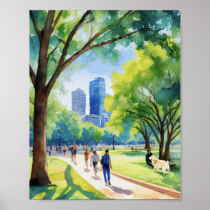 Poster Aquarelle Zilker Park Austin Texas