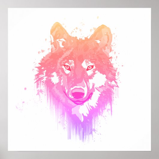 Poster Aquarelles de corail rose vif Lilac (Devant)