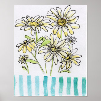 Poster Aquarelles de Marguerites