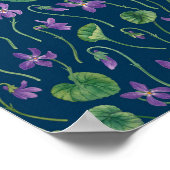 Poster Aquarelles violettes sur fond bleu (Coin)