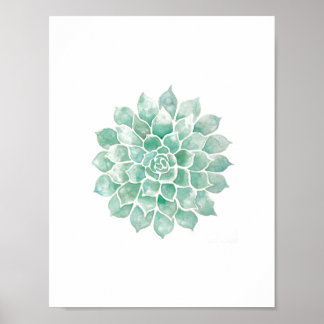 Poster Aquarelles vivantes : bleu-vert