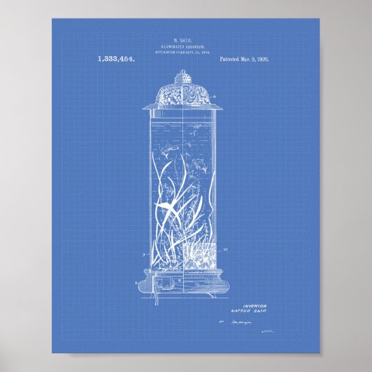 Poster Aquarium 1920 Patent Art Blueprint (Devant)