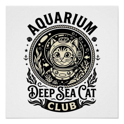 Poster Aquarium Chat de mer profonde Graphique de chat dr (Devant)