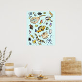 Poster Aquarium Saltwater Poisson Aquarelle (Cuisine)