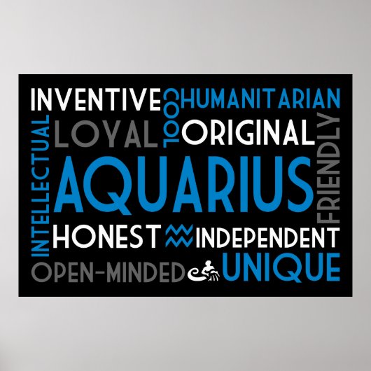 Poster Aquarius Astrology Word Collage Imprimer (Devant)