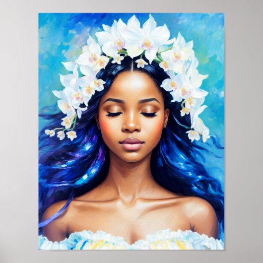 Poster Aquarius Black Girl Zodiac Art (Devant)