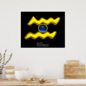 POSTER AQUARIUS /GOLD ZODIAC BIJOU D'ANNIVERSAIRE (Cuisine)