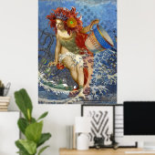 Poster Aquarius Mermaid Bleu gothique (Bureau à domicile)