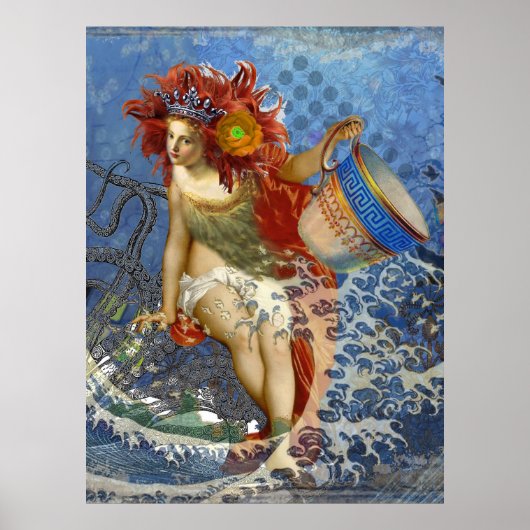 Poster Aquarius Mermaid Bleu gothique (Devant)