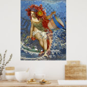Poster Aquarius Mermaid Bleu gothique (Cuisine)