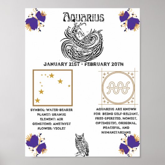 Poster Aquarius Zodiac (Devant)