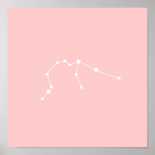 Poster Aquarius Zodiac Constellation rose moderne (Devant)
