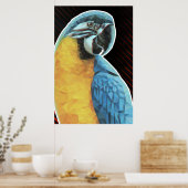Poster Ara bleu et jaune en Low Poly (Cuisine)