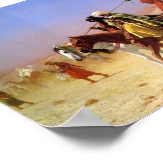 Poster Arabes traversant le désert par Gerome Canvas Impr (Coin)