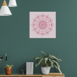 Poster Arabesque Mandala Art - Rose symétrique Floral Pa