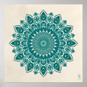 Poster Arabesque Mandala Art - Turquoise & Turquoise géom (Devant)