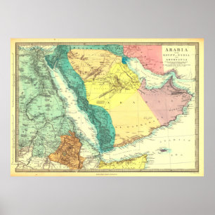 Poster Arabie avec l'Egypte, Nubie et Abyssinie carte Pos