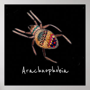 Poster Arachnophobie slogan Araignée colorée art arachnie