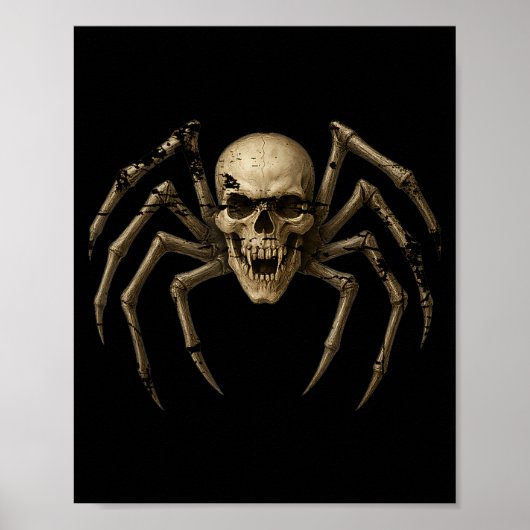 Poster Araignée crâne effrayant - Costume Halloween gothi (Devant)