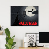 Poster Araignée d'Halloween en Spiderweb scène de nuit (Bureau à domicile)