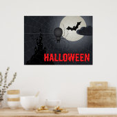 Poster Araignée d'Halloween en Spiderweb scène de nuit (Cuisine)