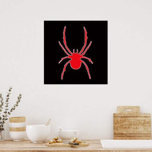Poster Araignée rouge sur Noir (Cuisine)