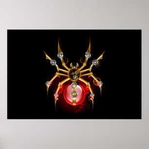 Poster Araignée steampunk sur fond noir